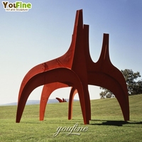 Sculpture abstraite en ruban rouge de grande taille YouFine, en acier inoxydable moderne, pour l'art extérieur, statue pour la place urbaine, le jardin, la décoration d'hôtel
