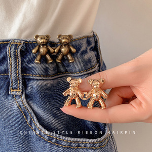 Bear Shape Metal Snap <b>Button</b> Waist Adjuster For Jeans And Skirts Cartoon Style Decorative Closure - Product Image 1