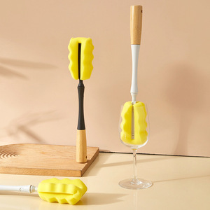 <b>Sponge</b> Cup Scrubber Long <b>Handle</b> Brush For Cleaning Baby Bottles And Water Cups With Wooden <b>Handle</b> Durable No Blind Spots - Product Image 4