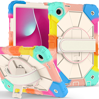 Étui robuste antichute pour T-Mobile Revvl Tab 2 10.1 2025 avec support rotatif à 360°, dragonne et bandoulière, bicolore, pour enfants, OEM ODM