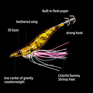 3.5 #   Leurre de pêche Egi en bois lumineux pour calamar, 108mm 21.5g, avec crochet parapluie laser interne, pour la pêche en eau salée aux seiches et aux pieuvre - Product Image 3