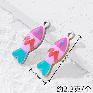 HB918 Venta al por mayor SUMMLY Colgantes de acero inoxidable con diseños de mar, esmalte marino, peces, conchas y corazones para fabricación de joyas DIY - Product Image 5