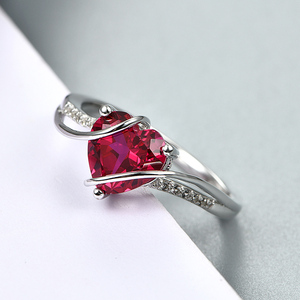 2.25 carati 925 Sterling Silver Red Heart Solitaire Anelli Per Le Donne di Nozze di Fidanzamento Gioielli - Product Image 3