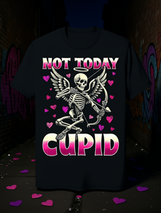 Camiseta Not Today Cupid Anti San Valentín con diseño de esqueleto rosa y morado, ropa informal para hombre, camiseta de manga corta con cuello redondo - Product Image 2