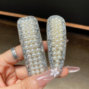 Perle strass femmes pince à cheveux doux femme Simple épingle à cheveux accessoires de cheveux mode Vintage géométrique métal Hairgrip - Product Image 4