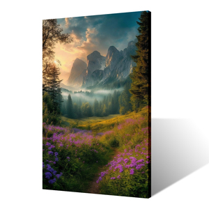 B & C ART Moderne Naturel Montagne <span class=keywords><strong>Forêt</strong></span> Paysage Écologique Toutes Les Saisons Mur Art Impression Toile Soutenu Distant Peaks Peinture - Product Image 4