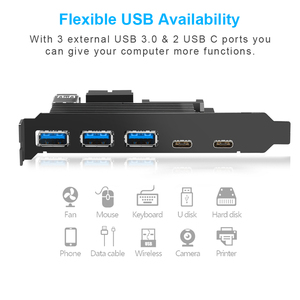 Thẻ Mở Rộng Siêu Tốc PCI-E Sang USB 3.0 Thẻ Mở Rộng PCI Loại C Thẻ Mở Rộng USB C Express Với Đầu Nối Nguồn <span class=keywords><strong>SATA</strong></span> <span class=keywords><strong>15</strong></span> Chân - Product Image 2