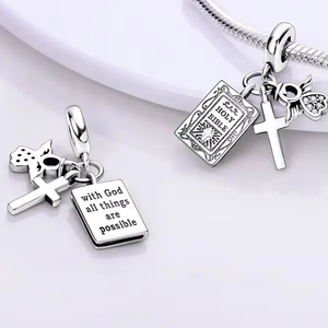 Colgante Religioso de Plata 925 con Cruz para Mujer, Compatible con Pulseras de Cuentas Originales, Joyería de Moda DIY - Product Image 2