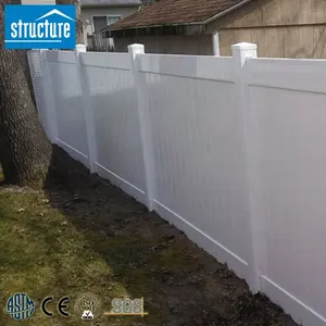 Valla de privacidad de PVC para jardín, paneles de valla de vinilo, 8 pies, blanco, exterior