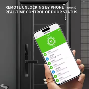 Serrure de porte intelligente Glomarket Tuya App, contrôlée par empreinte digitale et application, en aluminium/acier/bois, avec Wi-Fi et stockage cloud - Product Image 5