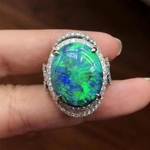 Dossgarit — <span class=keywords><strong>bague</strong></span> en <span class=keywords><strong>pierre</strong></span> <span class=keywords><strong>précieuse</strong></span> pour femme, bijoux de grande taille, platine, opals noire naturelle, 16,71 ct, opals - Product Image 4