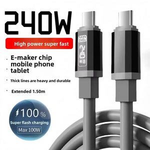 240W Digital Display Super <b>Fast</b> <b>Charging</b> <b>Type</b>-<b>C</b> Nylon Data <b>Cable</b> 6A Fully Compatible <b>Fast</b> <b>Charging</b> - Product Image 2
