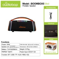 Altavoz Portátil de Alta Potencia de 50w con Woofer, USB y AUX, Luces LED RGB, Bluetooth 5.4, Sonido de Alta Fidelidad para Reuniones al Aire Libre