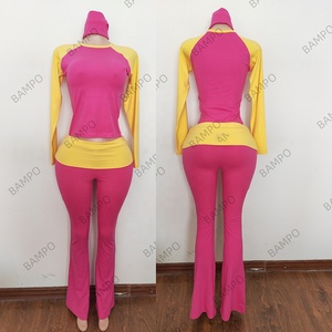Abbigliamento Y2K <span class=keywords><strong>per</strong></span> Ragazze Alte, Set Personalizzato con Maglietta Aderente a Maniche Lunghe Raglan in Cotone e Pantaloni a Zampa Pieghevoli <span class=keywords><strong>per</strong></span> Donne - Product Image 4