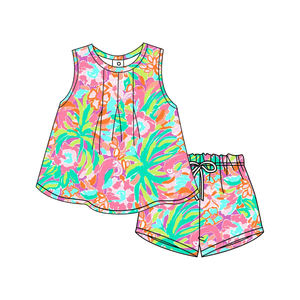 Preorder estate fiori floreali bebè senza maniche Shorts abiti nuovo Design gemelli abbinamenti all'ingrosso bebè Set <span class=keywords><strong>2</strong></span> pezzi - Product Image 4
