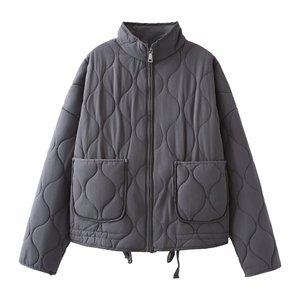 Chaqueta de abrigo de algodón para <span class=keywords><strong>mujer</strong></span> nueva de invierno de estilo americano europeo cuello levantado con bolsillos chaqueta fina acolchada - Product Image 3