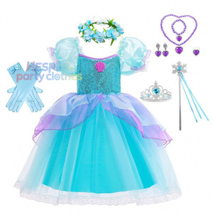 HP 2026 New Update Wholesale Girls Tutu Puff Sleeve Dresses Children Cosplay Costumes Kids Princess Mermaid Dress - Product Image 1