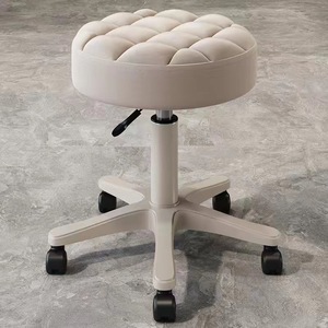 Modern Tufted Barber Chair Swivel Salon <b>Stool</b> Height Adjustable Upholstered <b>Seat</b> Rolling Back Chair for Beauty Studio - Product Image 2