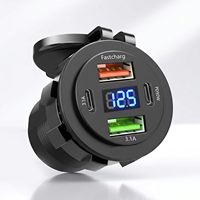 Chargeur de voiture numérique USB 66W 4 ports avec tension en temps réel, mains libres, QC3.0, super rapide, avec adaptateur allume-cigare pour téléphones