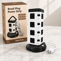 Multiprise de bureau verticale en forme de tour avec ports USB multifonctions, protection contre les surcharges et convertisseur de tension