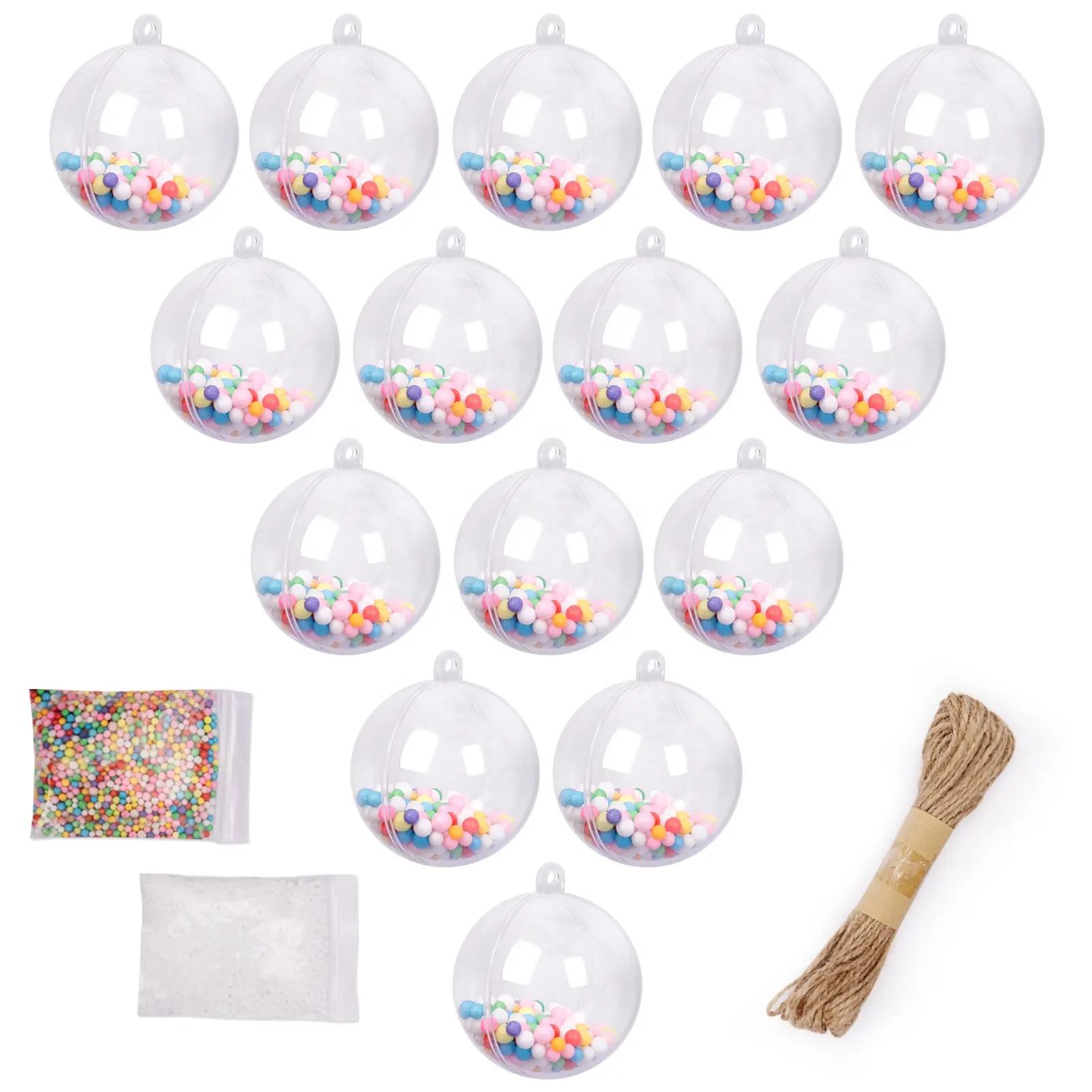 15 Pcs Openable Transparent Plastic Christmas Baubles Christmas Hanging Clear Plastic Ball Ornaments Decorative Ball 8/9/13CM