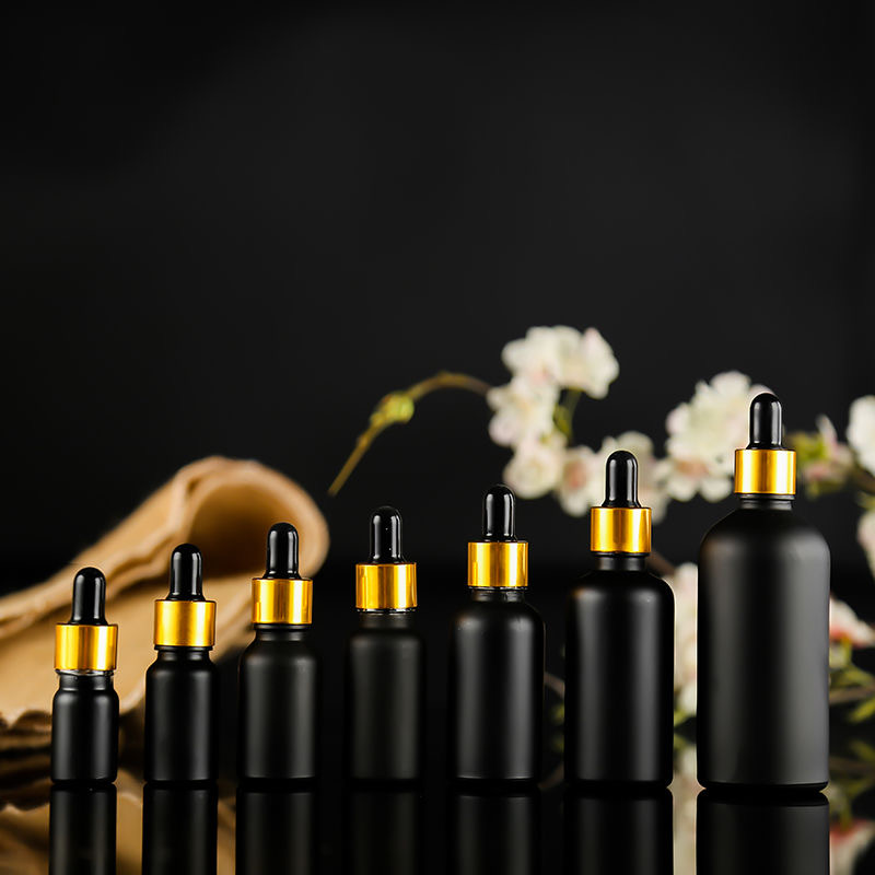 Essential oil bottll 50ml 100ml frosted Black White Glass Bottle with Calibrated Glass pipette