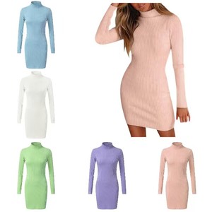 Abbigliamento donna autunno a collo alto nuovo abito Slim Fit con gonna di temperamento abito aderente abito abito ad alta elasticità - Product Image 2