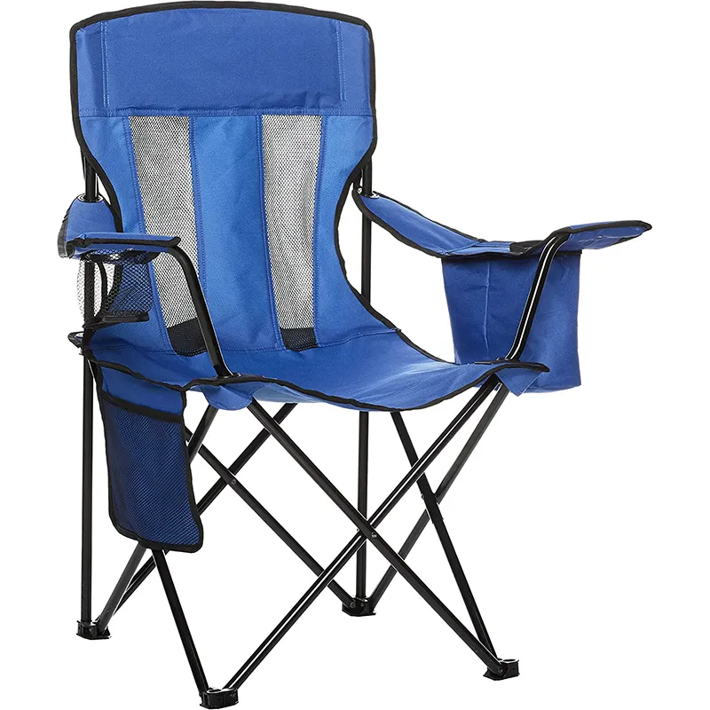 كرسي معدني قابل للطي في الهواء الطلق مع مقعد واسع إضافي يوفر مساحة كبيرة لاستراحة