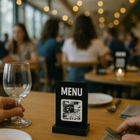 Affichage de signe de menu de support de code QR d'acrylique fait sur commande noir pour des restaurants