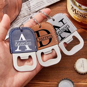 Regalos de Cuero para Padrinos de Boda, Abridor de Botellas de Cerveza Personalizado con Grabado Láser, Llavero de Cuero Sintético Grabable con Láser - Product Image 4