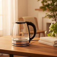 Bouilloire électrique sans fil 1500W la plus vendue, arrêt automatique, 220V, verre de haute qualité, portable pour la maison, l'hôtel, le café