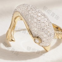 Anillo de Plata de Ley 925 LOZRUNVE con Diseño de Pez Marino, Delfín, para Fiestas
