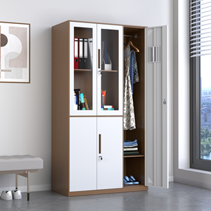 Tủ hồ sơ văn phòng kim loại với cửa kính, phần tủ quần áo, kệ có thể điều chỉnh và cửa thép có thể khóa để lưu trữ văn phòng - Product Image 6