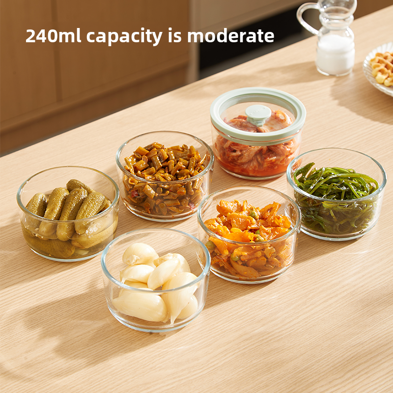 OEM 240ml Mini Glass Crisper with Lid 12oz Food Grade Kitchen Storage Jar for Mustard Rice Pickles Honey Parties