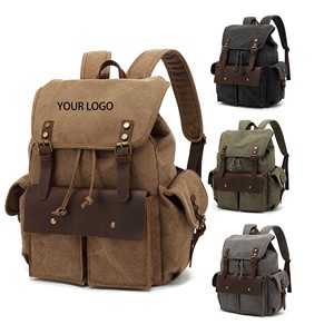 <span class=keywords><strong>Sac</strong></span> à dos rétro en <span class=keywords><strong>cuir</strong></span> véritable et toile pour <span class=keywords><strong>homme</strong></span>, vente en gros, durable, avec fermeture éclair, imperméable, pour la randonnée, les voyages, l'école, le travail et l'<span class=keywords><strong>ordinateur</strong></span> portable - Product Image 1