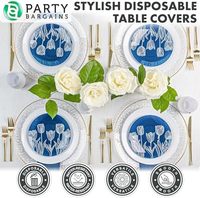 OFFRES SPÉCIALES POUR FÊTES 3/6/12 pièces 54 pouces X 108 pouces 3 plis Housses de table jetables blanches en plastique et en papier, vaisselle et accessoires de table