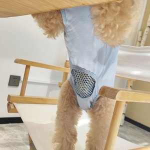 Vêtements anti-harcelement pour animaux de compagnie, en maille respirante bleue à séchage rapide pour chiens Teddy, toutes saisons, style simple - Product Image 3