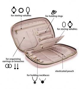 Estuche Organizador de Joyas de Viaje Personalizable con Logotipo OEM para Collares, Pendientes, Anillos y Pulseras con Material Duradero - Product Image 5