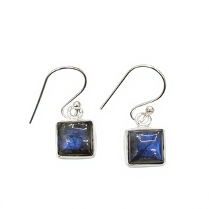 Pendientes de Labradorita Pequeños para Mujer, Plata de Ley 925, Gema Azul Fuego, Joyería Colgante para Uso Diario - Product Image 2