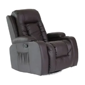 Silla de tela de lujo, sillón reclinable de cuero marrón, asiento individual