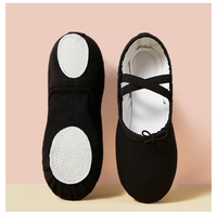 Chaussures de ballet en toile à lacets pour enfants et adultes BW78, semelle souple, design patte de chat, chaussures de yoga et de danse, vente en gros