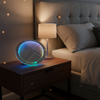 Miroir infini RGB en acrylique DIY 200MM 2-en-1 avec lumière Abyss, décoration murale personnalisée, éclairage d'ambiance télécommandé pour événements à domicile