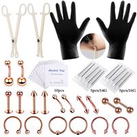 Ensemble de Machine à tatouer Piercing professionnel Zircon ventre langue Tragus sourcil mamelon lèvre nez anneau Kit de Piercing en acier inoxydable