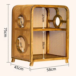 <span class=keywords><strong>Lit</strong></span> de chat semi-fermé double couche fait à la main de luxe grotte bois tissé résistant aux rayures PVC rotin conception usine vente en gros - Product Image 5