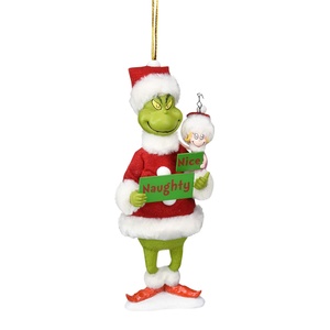 Nouveau Collier Pendentif Créatif de Noël en Peluche Verte, Série Monstre Grinch, Style Punk, pour Décoration d'Arbre de Noël - Product Image 2