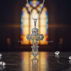 New Real 14K <b>Solid</b> <b>Gold</b> Art Crucifix Jesus Cross Charm Necklace Crystal Cross Necklace Turkish Fine Jewellery Christian <b>Pendant</b> - Product Image 3