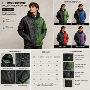 Chaqueta para Hombre que Cambia de Color, Termocrómica, Ligera, de Poliéster, Cortavientos para Exteriores, Certificada por OEKO TEX - Product Image 4