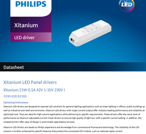 แผงควบคุม LED แบบ AC-DC พร้อมกล่องพลาสติกสำหรับไฟ LED Philips Xitanium 21W 0.5A 42V 1-10V 230V - Product Image 2