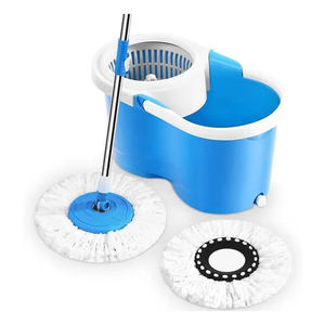 Juego de Cubos con Mopa Giratoria Redonda Plegable de Acero con Mango Telescópico y 2 Cabezales de Microfibra con Autovolteador para Limpieza de Suelos - Product Image 1