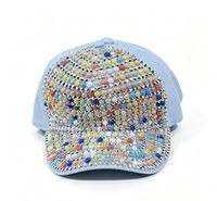 Casquette de baseball tendance entièrement ornée de strass colorés, design scintillant, plusieurs couleurs disponibles en gros